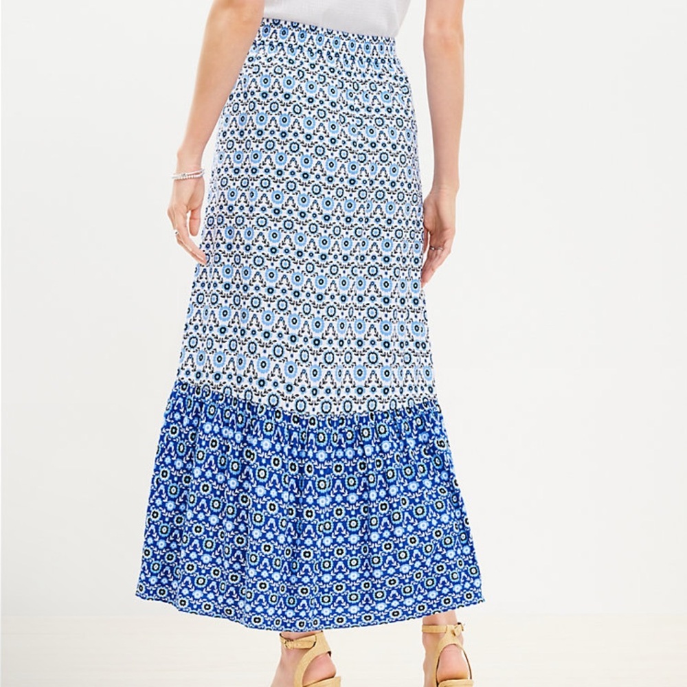 Loft Doily Floral Tiered Pull On Midi Skirt M NWT - Picture 2 of 9